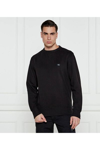 Calvin Klein Černá pánská mikina - kulatý výstřih, Regular Fit, Dlouhý rukáv J30J 327115 -BEH