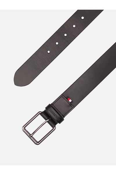 Tommy Hilfiger Men's Adjustable Strap Rectangular Design Lined Black Belt Am0Am13302-Bds