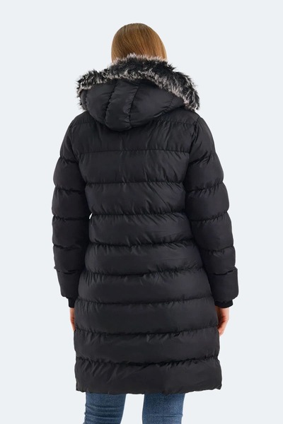 Slazenger Garlic Kadın Siyah Kış Uzun Parka Mont Kaban