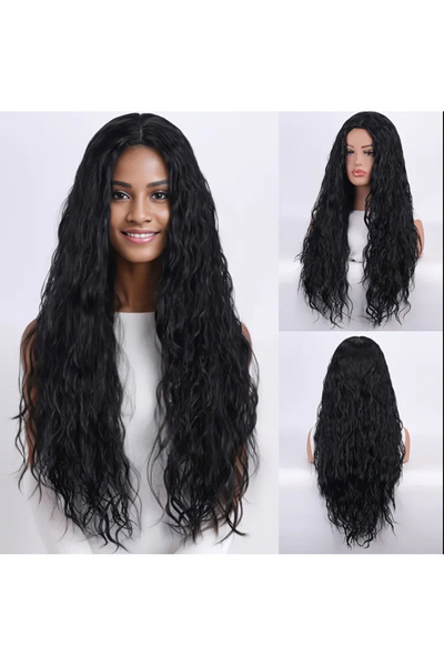favorim peruk Luxury Perçemsiz Özel Kıvırcık Siyah Gerçekten Saçtan Farksız O...