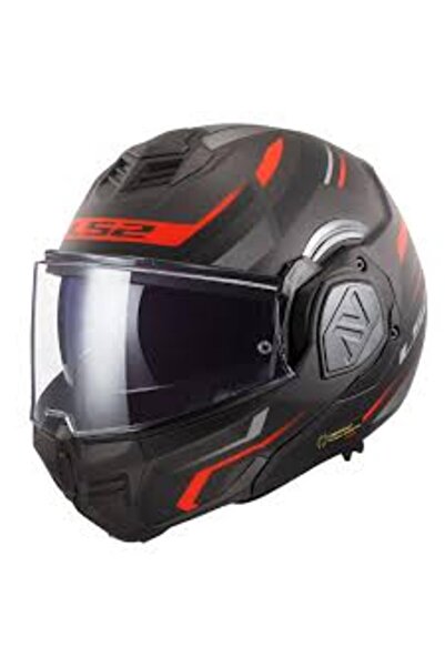 LS2 ADVANT KUKA ÇENE AÇILIR MODULER KASK MAT SİYAH-KIRMIZI