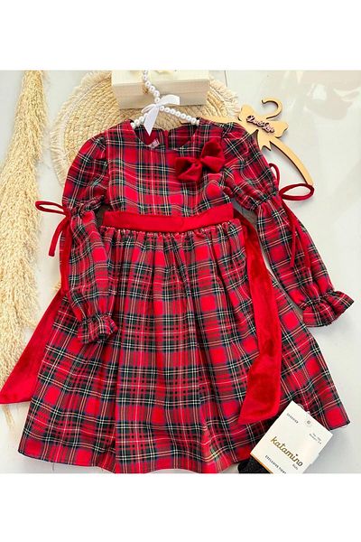 KOKOŞ BEBEK Rochie de Anul Nou în carouri Garnish