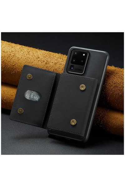 Zebana Samsung Galaxy S20 Ultra Compatible Case Zebana 2in1 Elite Class Leather Case with Wallet Black