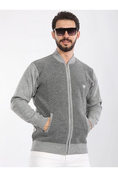 BERNEO Tricoturi pentru bărbați Dad Hunter, cu fermoar, cu guler lunar