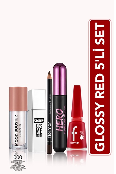 Flormar Glossy Red 5'li Makyaj Seti