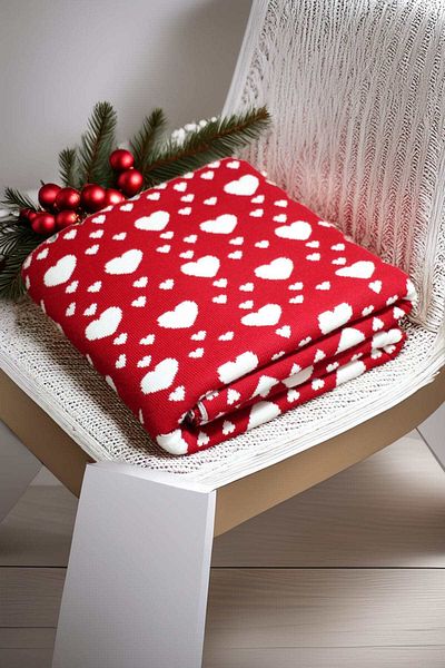 DALİSA Heart Shoulder Shawl, New Year's Valentine's Day Gift, Double Sided Sofa Shawl