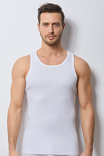 Svm Erkek Beyaz Ribana Halter Yaka Atlet