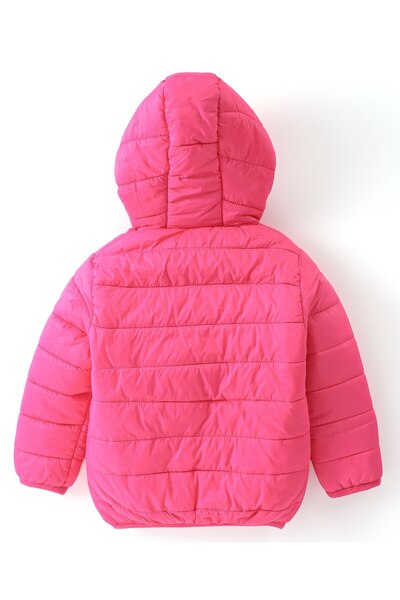 Babyhug Babyhug Full Sleeves Padded & Hooded Jacket With Embroidery- Fuchsia