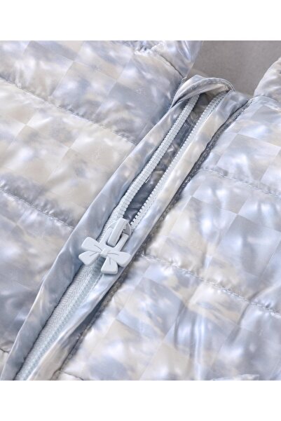 Babyhug Babyhug Woven Full Sleeves Padded Hooded Jacket with Bow Applique - Blue