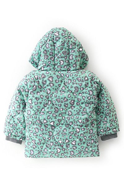 Babyoye Babyoye Woven Full Sleeves Jackets With Leopard Print - Green