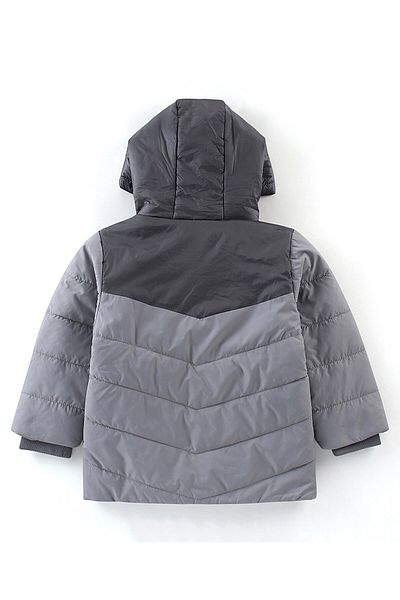 Babyoye Babyoye Quilted Metallic Full Sleeves Hooded Jacket - Grey