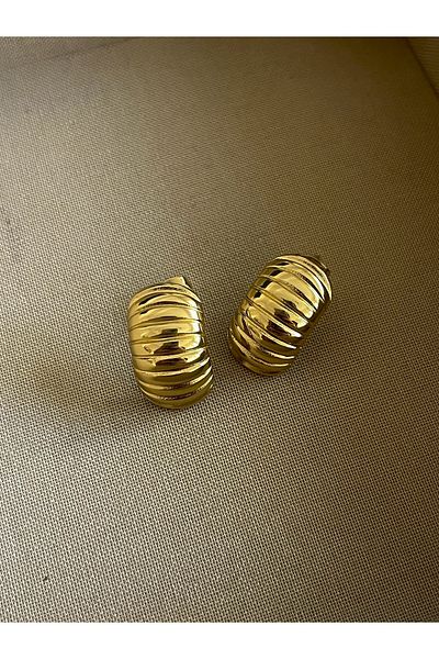 Hoop jewelery Steel Minimal Striped Earrings