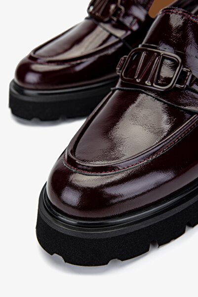 Valmenti Kadın Hakiki Deri Bordo Loafer Ayakkabı