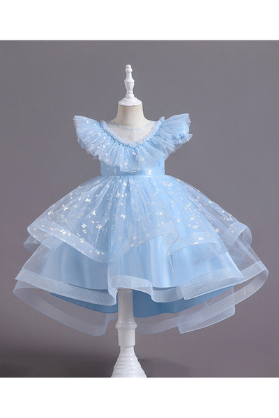 Kookie Kids فستان حفلات توتو برسومات الفراشات - أزرق