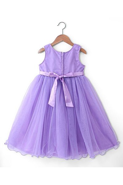 Babyhug Babyhug Sleeveless Embroidered Yoke with Corsage Party Frock - Purple