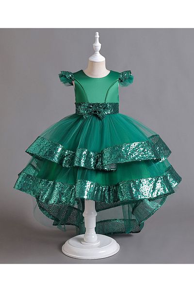 Kookie Kids Sequin Detail Dress - Green