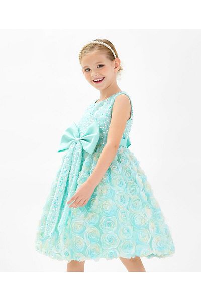 Kookie Kids All Over Embellished Floral Dress - Green
