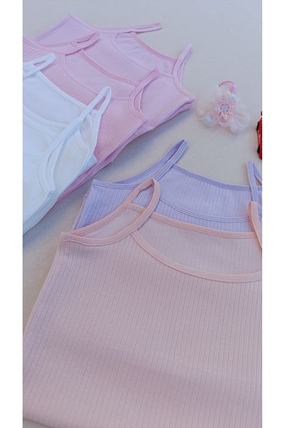 siyalife 6-Piece Ribbed Flexible Fabric Children's Tank Top