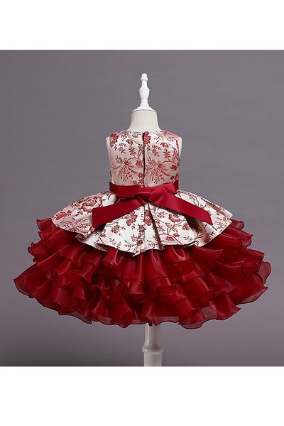 Kookie Kids Multi Flair Party Dress - Red