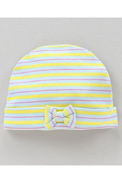 Bonfino Cotton Cap Mittens & Booties Set - Ivory Yellow