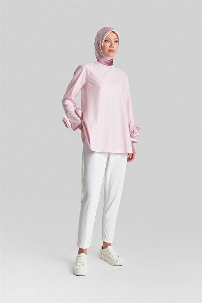 Armine Kolları Çiçekli Bluz 24y3553 Pembe