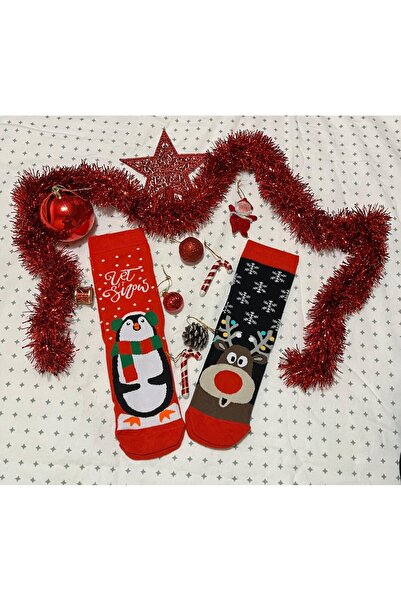 baderin جوارب شتوية قطنية ممشطة بدون خياطة للجنسين، زوجان من جوارب عيد الميلاد