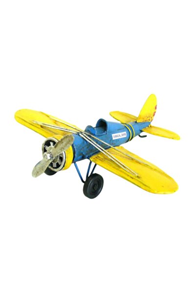 Mnk T.Concept Dekoratif Dayanıklı Metal Uçak Sarı- Mavi Renk 1004A-3058