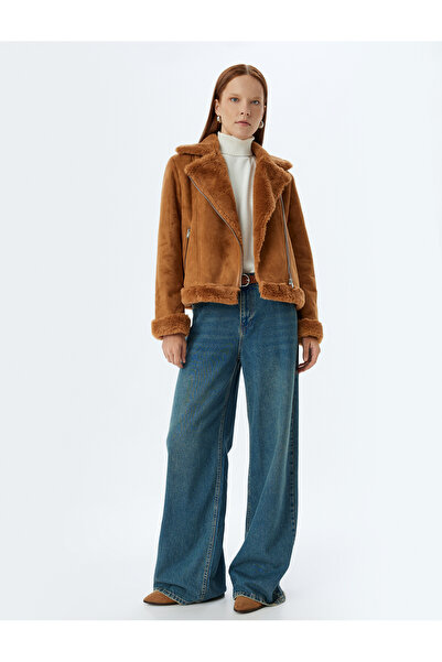 Koton Semišová motorkářská bunda - plyšová podšitá a zapínaná na zip