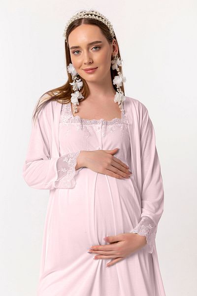 ByLohusa طقم ثوب نوم للحوامل باللون الوردي من Effortt