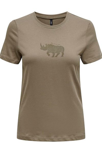 ONLY Onlbess Life Reg S/S Animal Top Box - Jrs. 15189628   Coffee