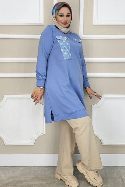 PYS Women's Pullu Jeans Combin Detail Teseture Tunic