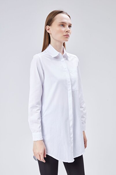 soBasic Біла oversize довга базова сорочка з попліну - біла