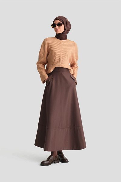 Armine Πλεκτό ριγέ πουλόβερ 24k3616 Model Camel