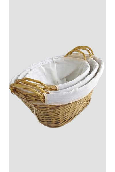 es home collection 3'lü Hasır Oval Sele SEPET