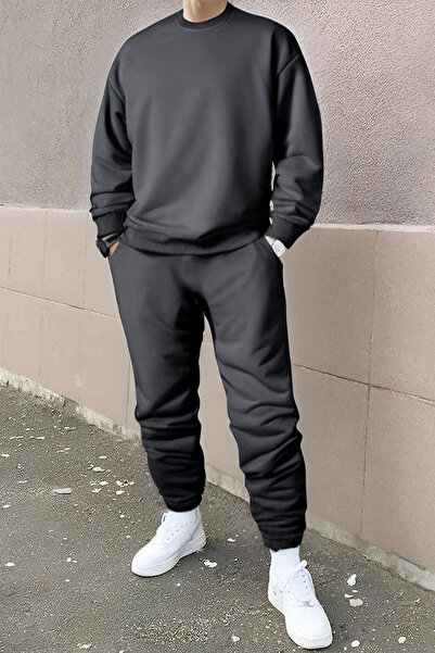 BayBayan Ανδρικό σετ φόρμας χειμερινής φόρμας Jogger με λαιμόκοψη 3 κλωστών