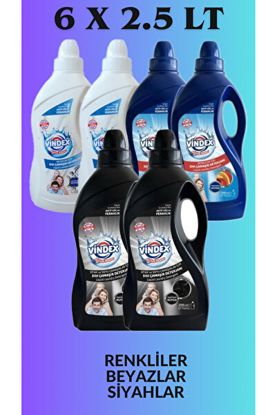 Vindex Sıvı Çamaşır Deterjanı Karma Paket 2.5 Litre x 6 Adet