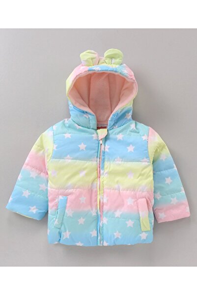 Babyhug Babyhug Full Sleeves Hooded Jacket Star Print - Blue