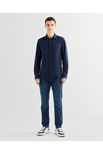 Gant Erkek Lacivert Regular Fit Logolu Gömlek