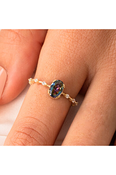 FasekGold Gümüş Yüzük - Mini Mistik Topaz İhtişamı Kadın 925 Ayar Gümüş Evlil...