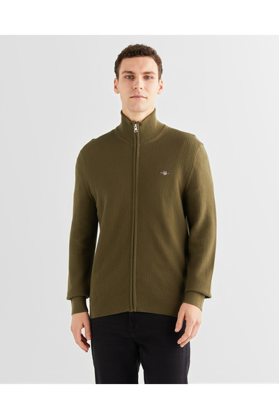 Gant Erkek Yeşil Regular Fit Fermuarlı Hırka