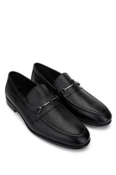 Tamer Tanca Men's Genuine Leather Black Floater Loafer Shoes