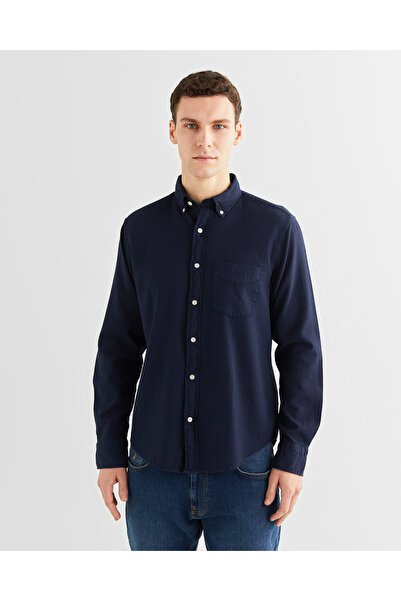 Gant Erkek Lacivert Regular Fit Düğmeli Yaka Gömlek