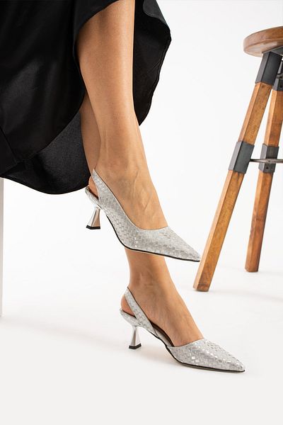 DC DONNA Pantofi de seară cu toc argintiu de 7 cm de damă