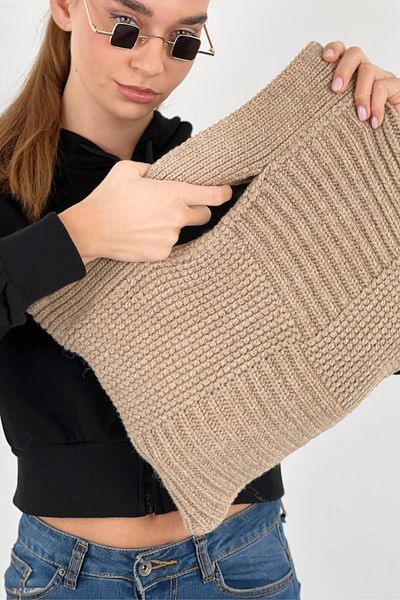 Miss Poem Hand Knitted Ecru Color Knitwear Bag