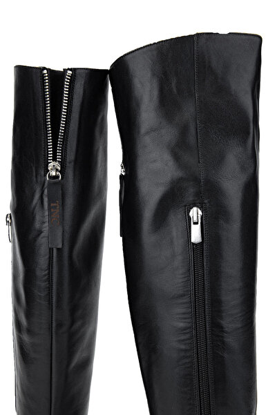 Tamer Tanca Kadın Hakiki Deri Siyah Deri Casual Çizme