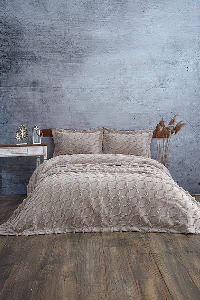Nazik Home Terra Plush Linen Textured Double Bedspread