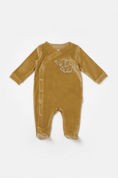 BabyCosy Salopeta Elefant cu maneca lunga si botosei  Mustar, BabyCosy, 3-6 luni
