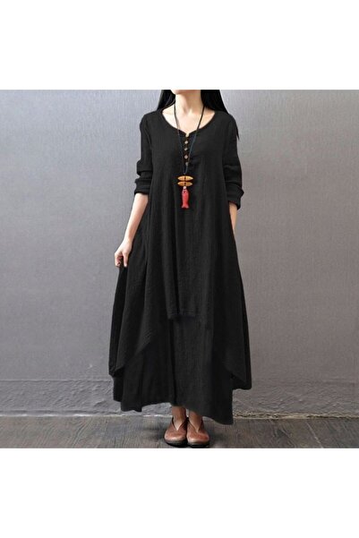 Toridas Casual Linen Summer Loose Women's Two-Layer Dress