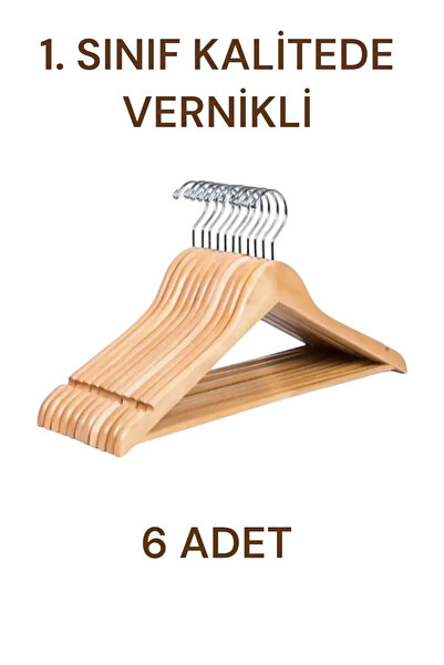 Sar Pakete 6 bucăți de haine din lemn natural - organizator de dulap lăcuit