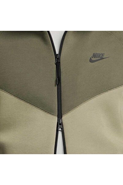 Nike Tech Fleece Full Zip Windrunner Hoodie Green Kapüşonlu Unisex Sweatshirt Haki